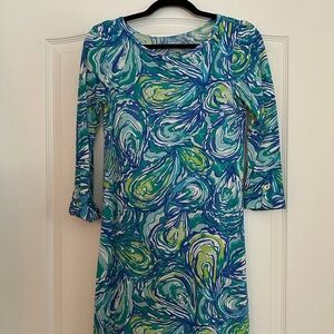 Lilly Pulitzer Oh Shucks Oyster long sleeve mini dress